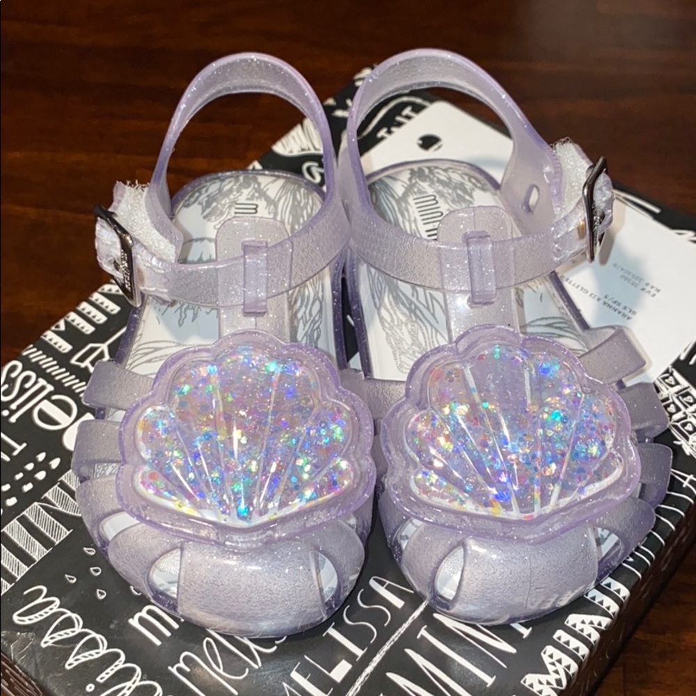 Mini Melissa Clear Glass Sparkly Girls US 5 Shell
